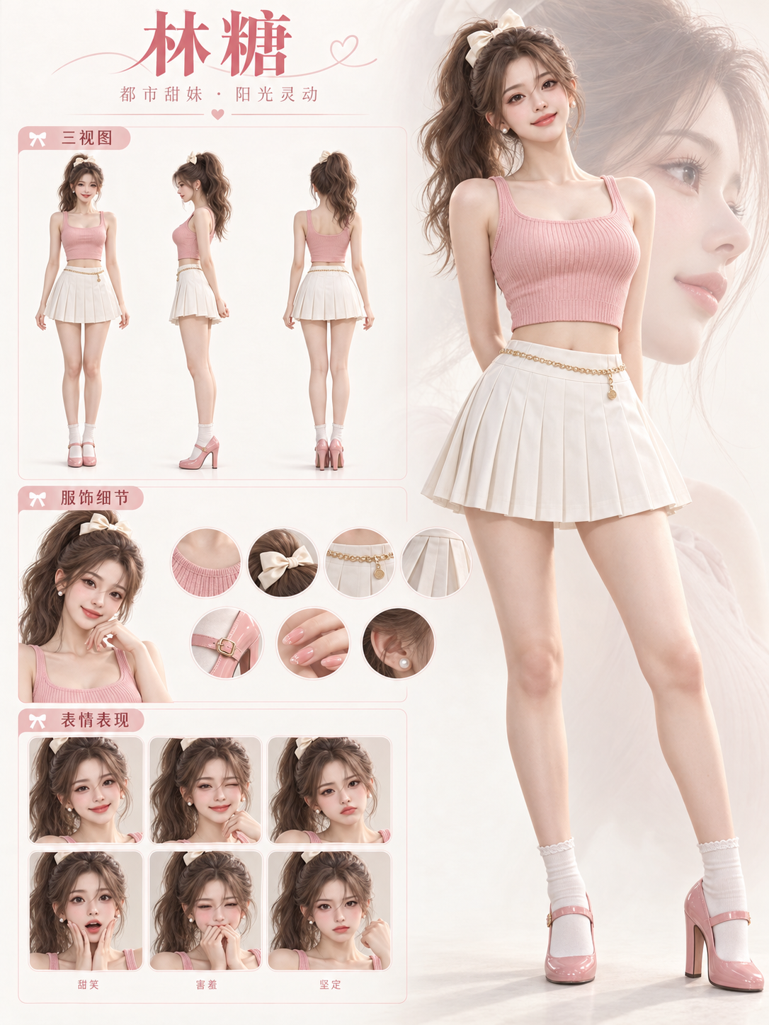6个漫剧甜美纯欲小妹原创角色I 附Gpt-image2.5 完整提示词 · 林糖