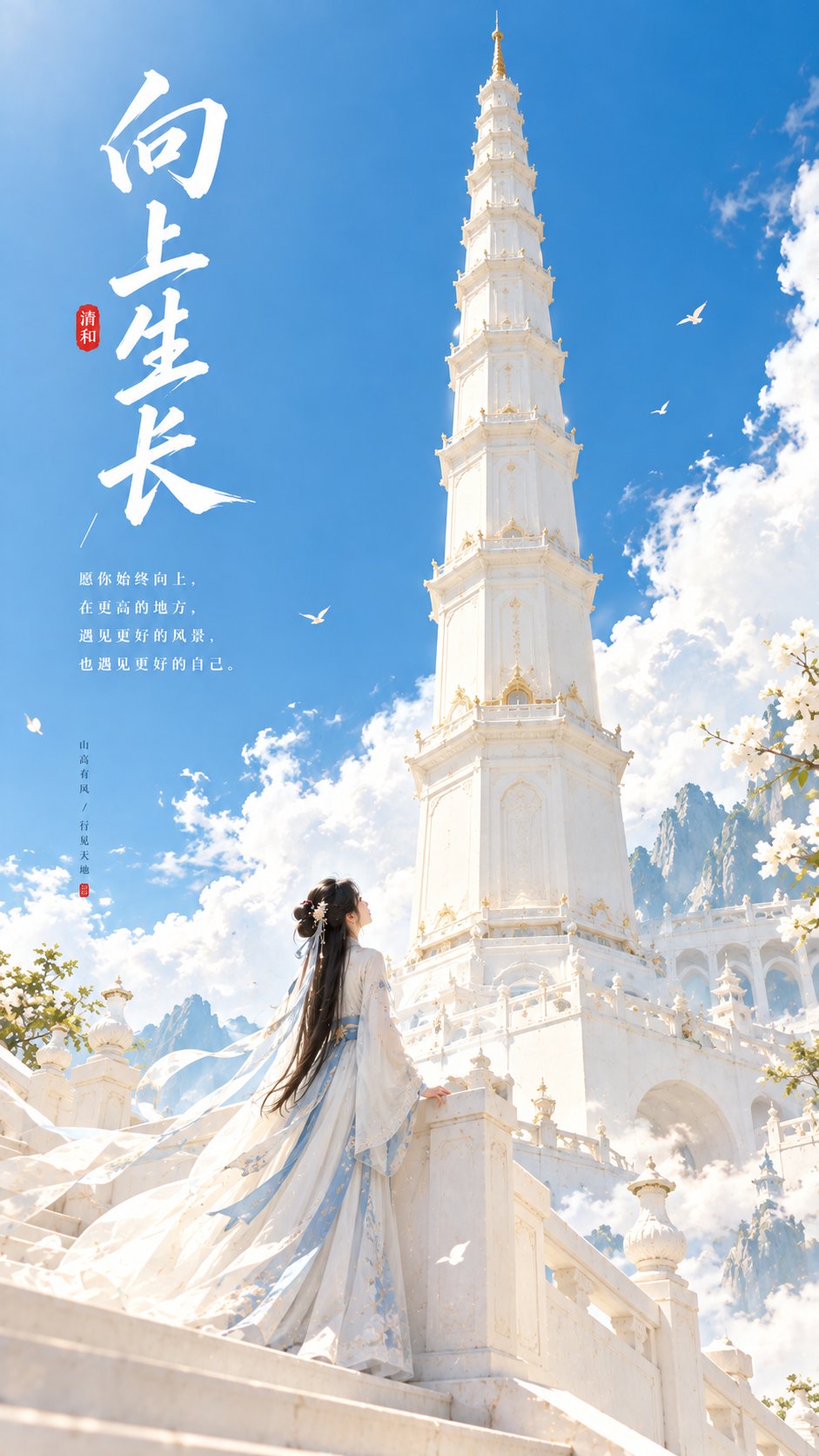 GPT Image 2.5生成美学海报：向上生长。